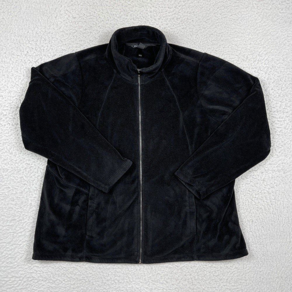 Athleta Jacket Womens 2X Black Recover Stretch Fleece Full Zip Athleisure Cozy